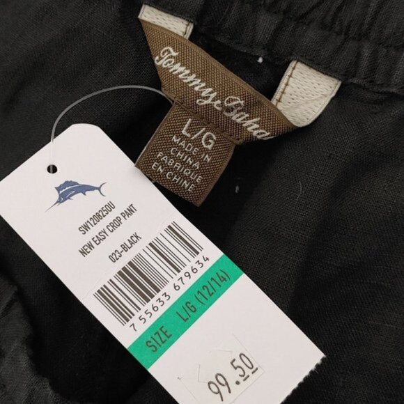 Tommy Bahama 100% Linen Drawstring Waist Loose Wide Leg Crop Pant L - Picture 4 of 9